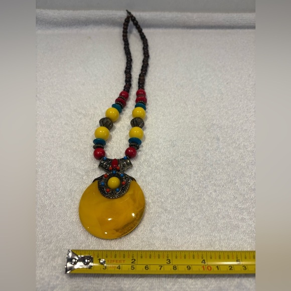 Boho Chic Statement Necklace with Vibrant Pendant - Picture 6 of 6